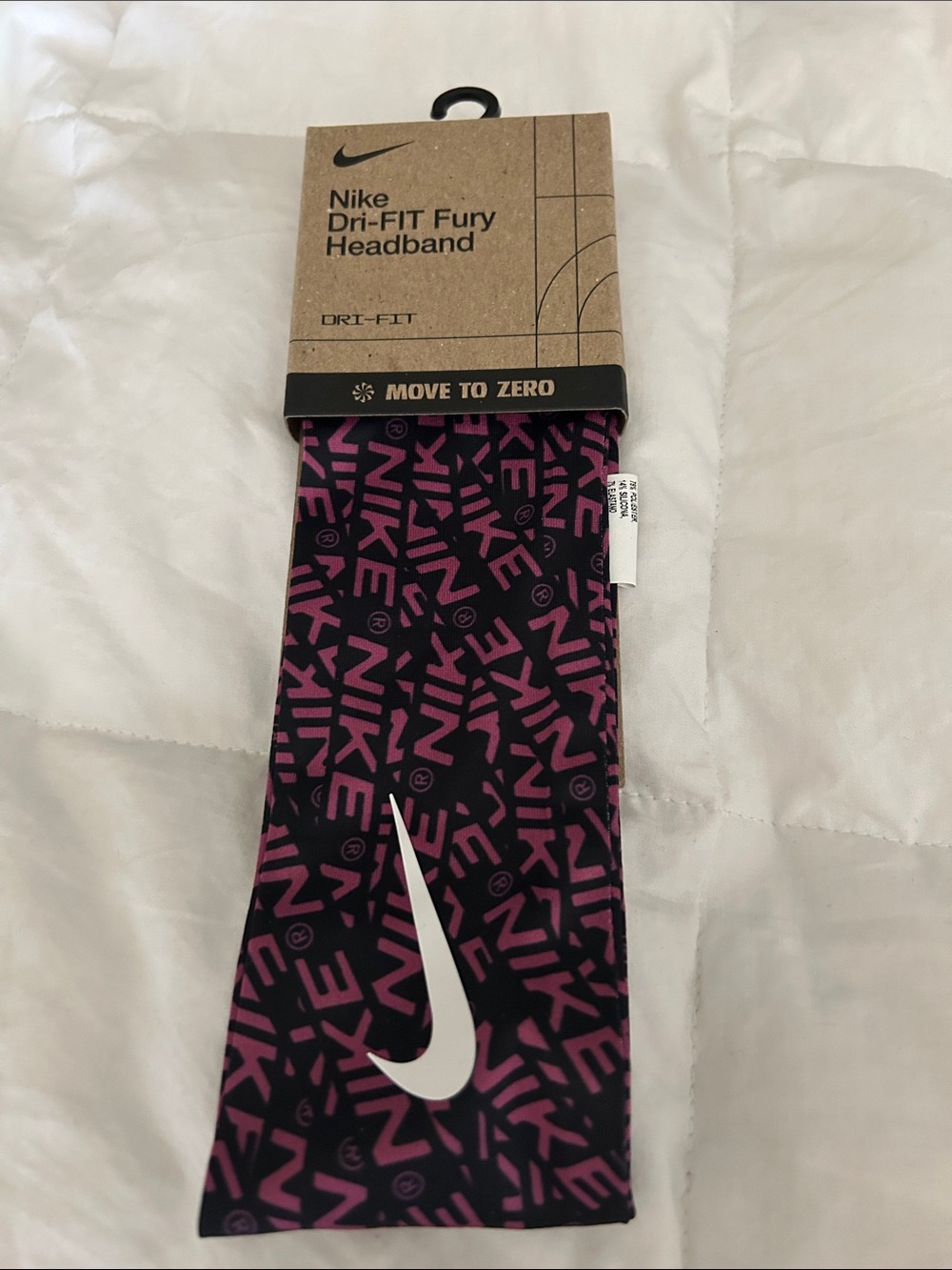 Nike Headband - Black with Magenta All-Over Logo